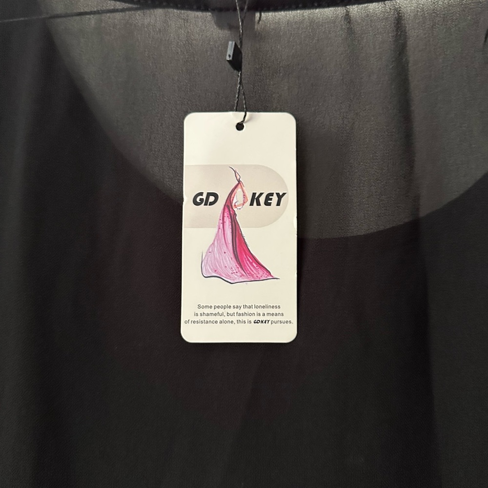 GD Key NWT women’s swim cover Sz S/M Black Sheer Scoop Neck with Pompom trim. - Picture 5 of 5